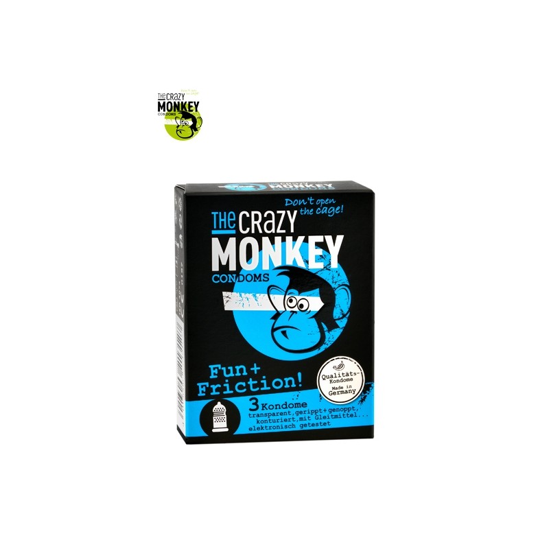 3 Préservatifs Crazy Monkey Fun & Friction